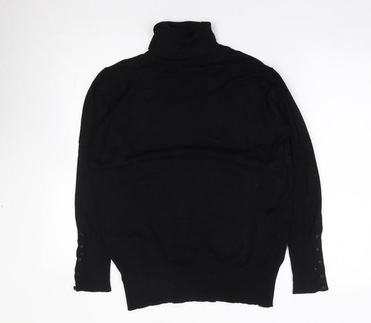 First Avenue Womens Black Roll Neck Viscose Pullover Jumper Size L