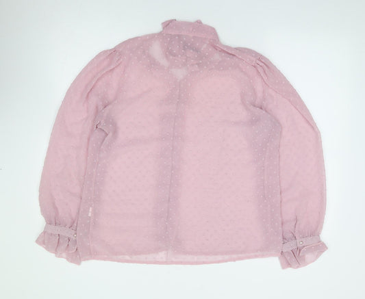 Womens UK Size M Preworn Pink Jersey Button-Up