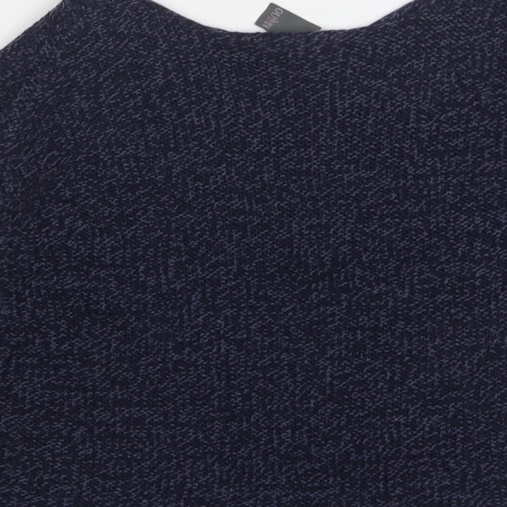 Quinn Womens Blue V-Neck Acrylic Pullover Jumper Size L