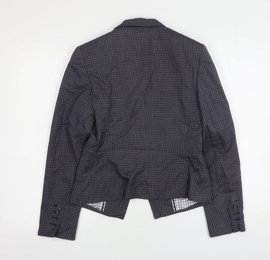 Marks and Spencer Womens Blue Geometric Polyester Jacket Blazer Size 8