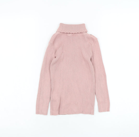 George Girls Pink Roll Neck Cotton Pullover Jumper Size 4-5 Years Pullover