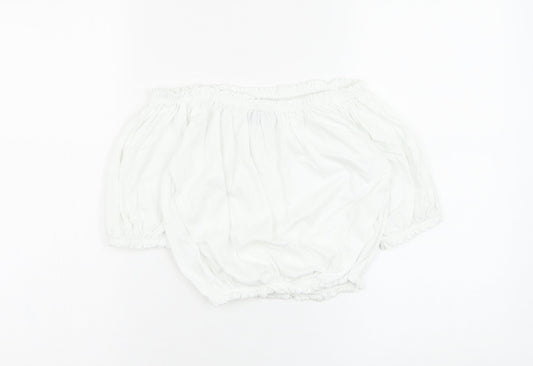 Primark Womens White Cotton Cropped Blouse Size 8 Round Neck