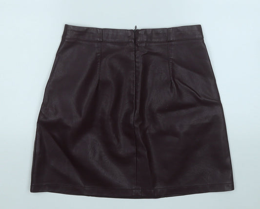New Look Womens Purple Polyurethane A-Line Skirt Size 8