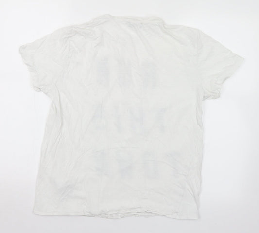 New Look Mens White Cotton T-Shirt Size S Round Neck - Run This Town