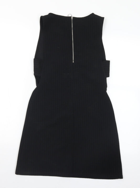 Primark Womens Black Polyester A-Line Size 8 Round Neck Zip