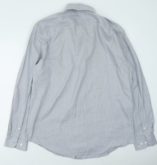 George Mens Grey Polyester Button-Up Size 16 Collared