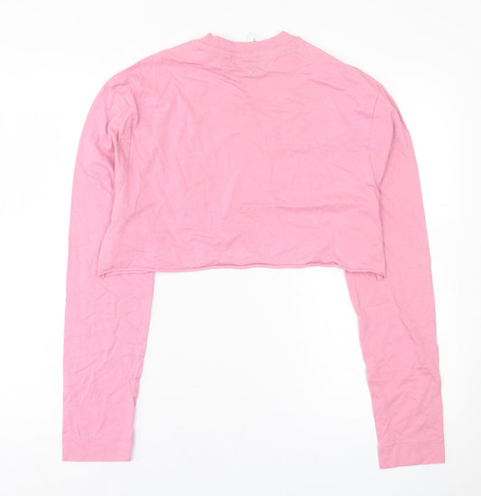 Womens UK Size 6 COLLUSION Pink Cropped T-Shirt
