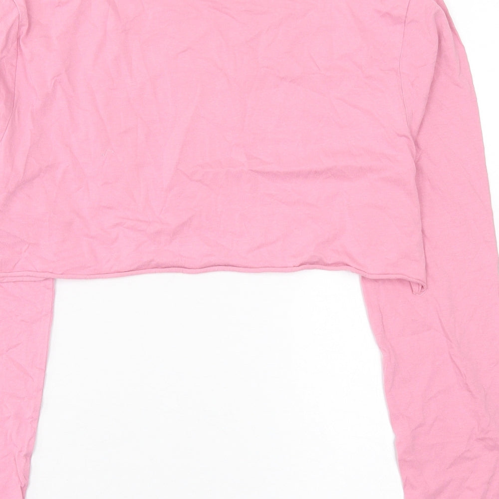 Womens UK Size 6 COLLUSION Pink Cropped T-Shirt