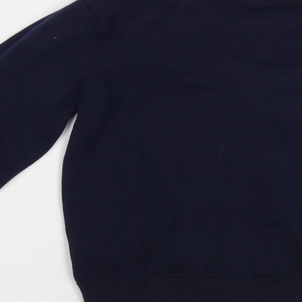 Marks and Spencer Girls Blue V-Neck Cotton Cardigan Jumper Size 4-5 Years Button - Schoolwear