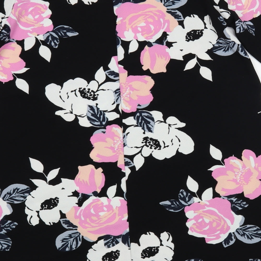 Quiz Womens Black Floral Polyester A-Line Size 12 Round Neck Pullover