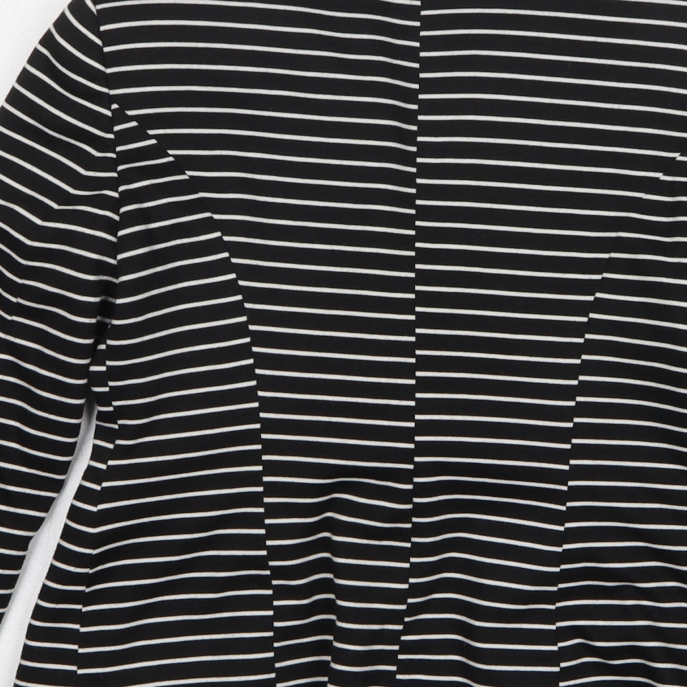 F&F Womens Black Striped Polyester Jacket Blazer Size 10