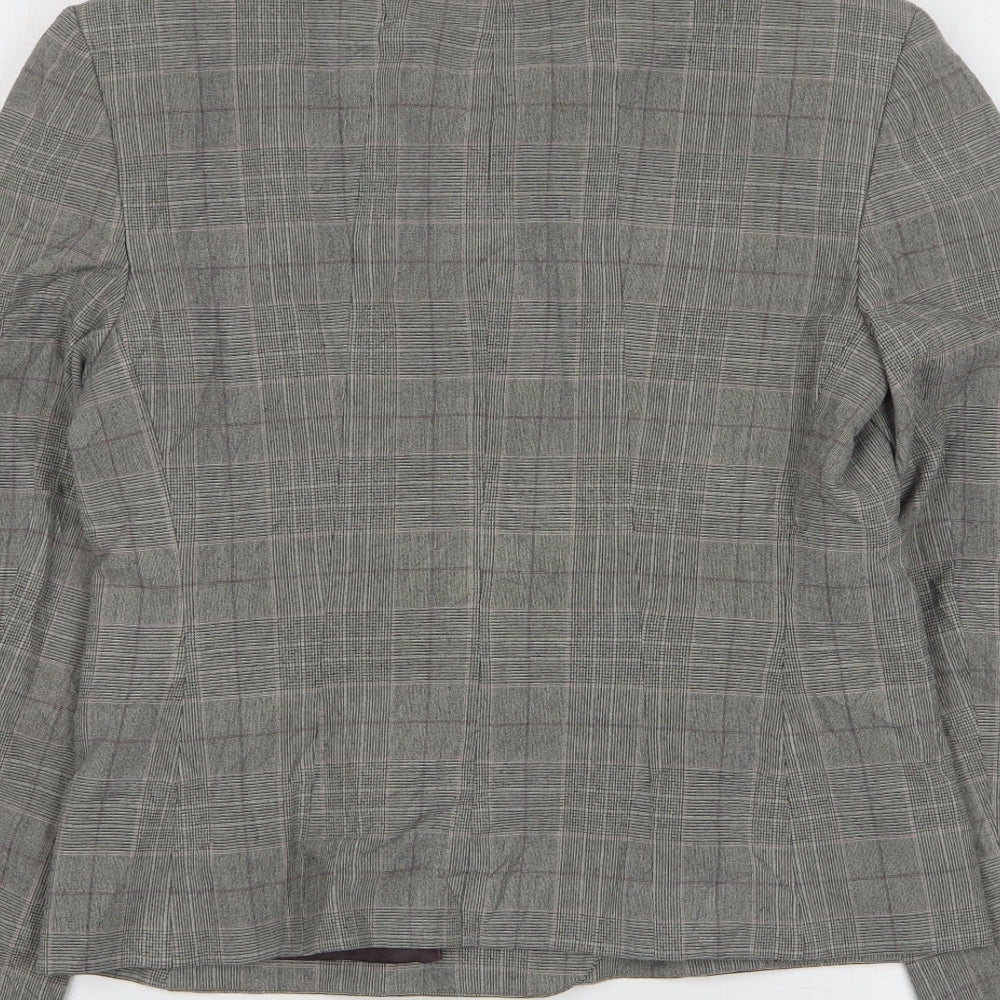 NEXT Womens Grey Check Polyacrylate Fibre Jacket Suit Jacket Size 10