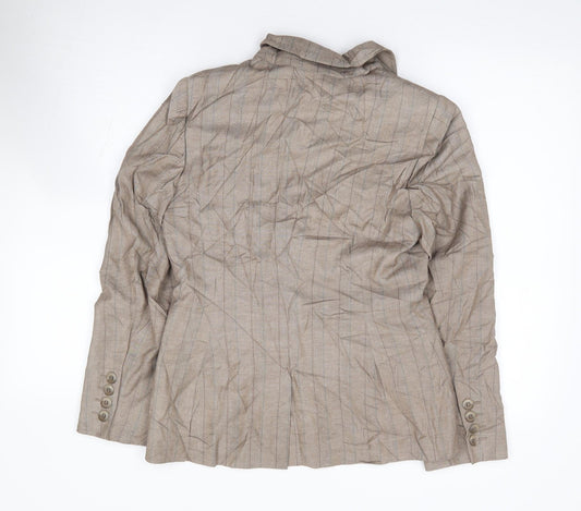 NEXT Womens Beige Striped Polyester Jacket Suit Jacket Size 10