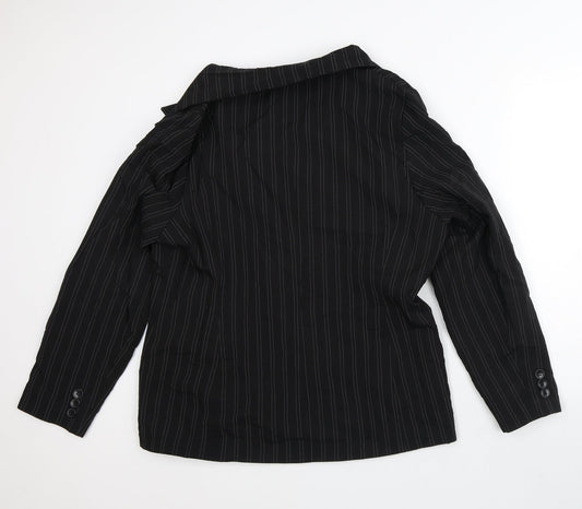 AMARANTO Womens Black Striped Jacket Blazer Size 18