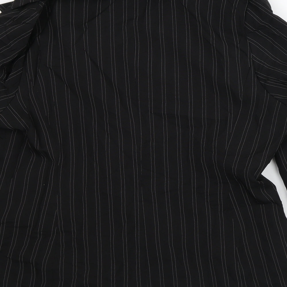 AMARANTO Womens Black Striped Jacket Blazer Size 18