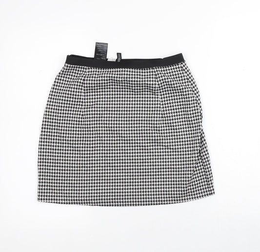 Divided Womens White Geometric Polyester A-Line Skirt Size M