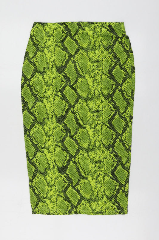 F&F Womens Green Animal Print Viscose A-Line Skirt Size 8