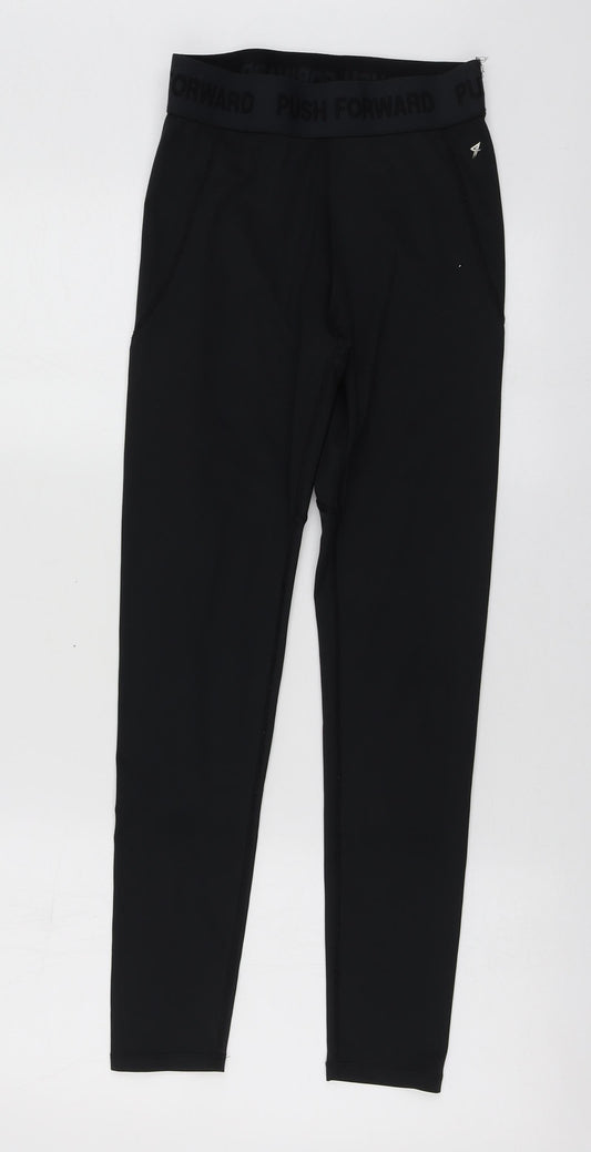 Workout Womens Black Polyester Jogger Leggings Size XS L26 in Regular