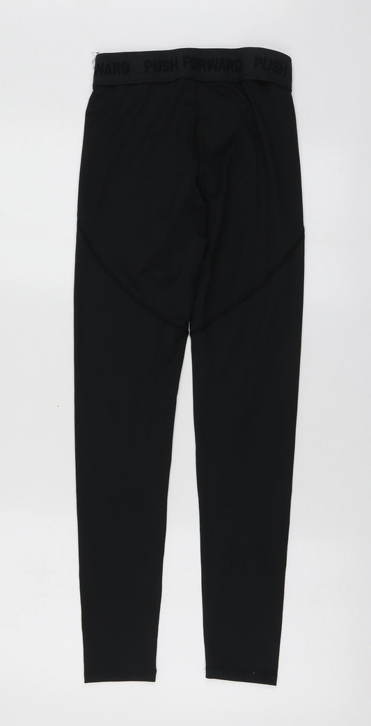 Workout Womens Black Polyester Jogger Leggings Size XS L26 in Regular