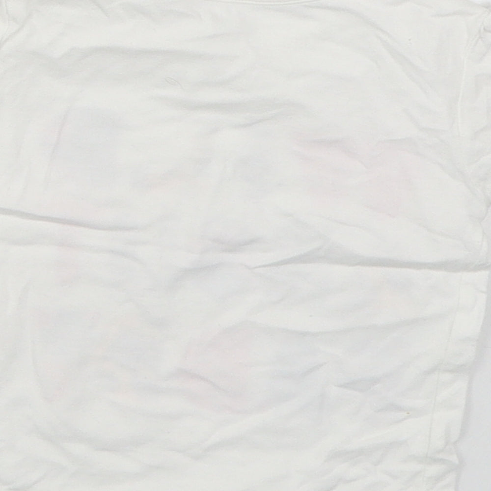 F&F Girls White 100% Cotton Basic T-Shirt Size 3-6 Months Round Neck Pullover