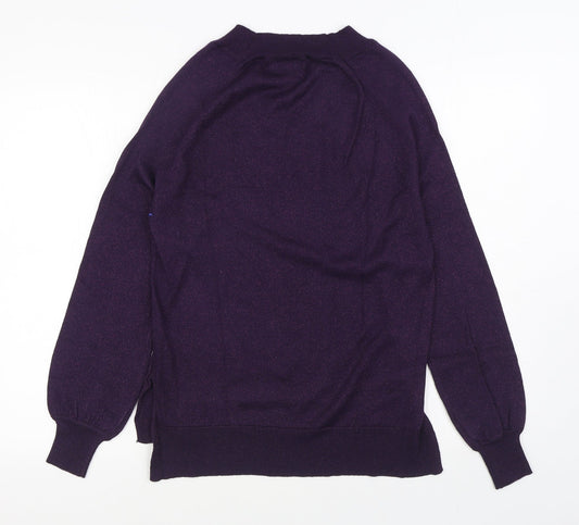 F&F Womens Purple V-Neck Acrylic Pullover Jumper Size 6