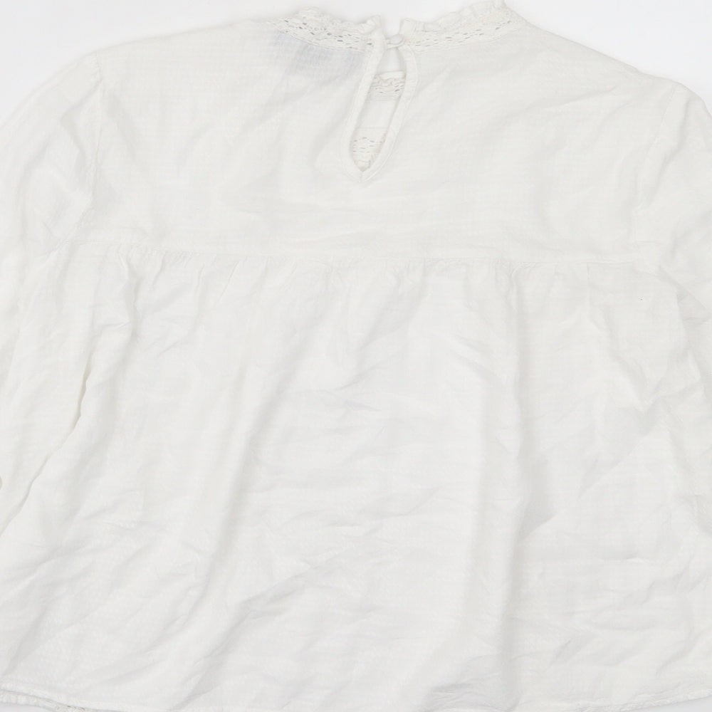 Primark Womens White Viscose Basic T-Shirt Size 10 Crew Neck