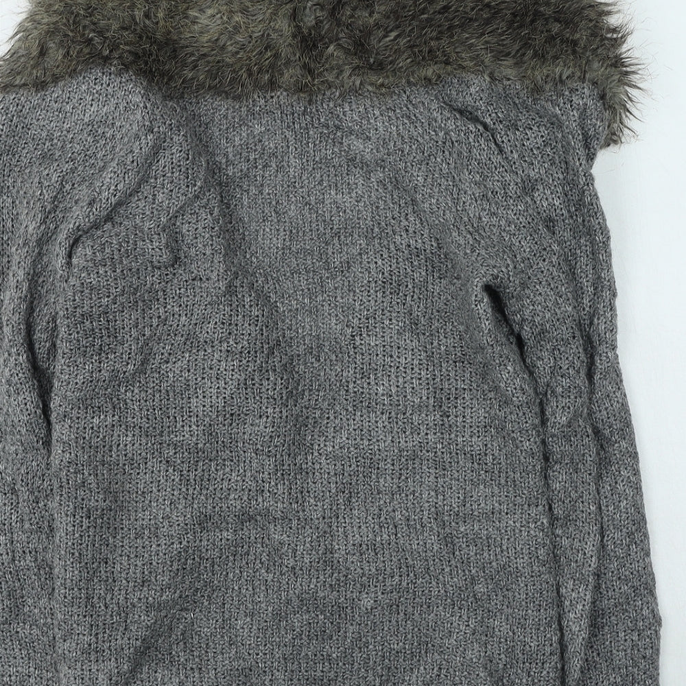Womens UK Size 8 Topshop Grey Cardigan Jumper