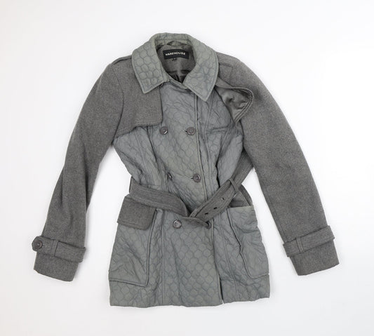 Womens UK Size 8 Warehouse Grey Quilted Coat
