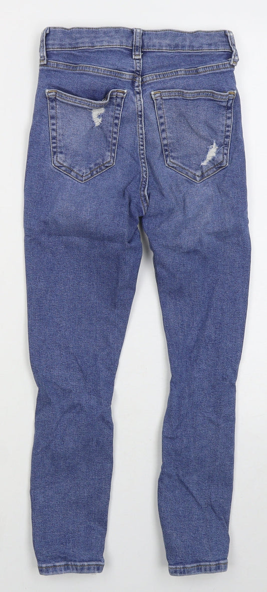 Topshop Womens Blue Cotton Skinny Jeans Size 26 in L22 in Regular Button
