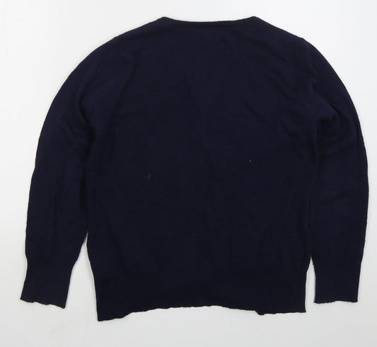 Hepburn Womens Blue Crew Neck Viscose Cardigan Jumper Size M