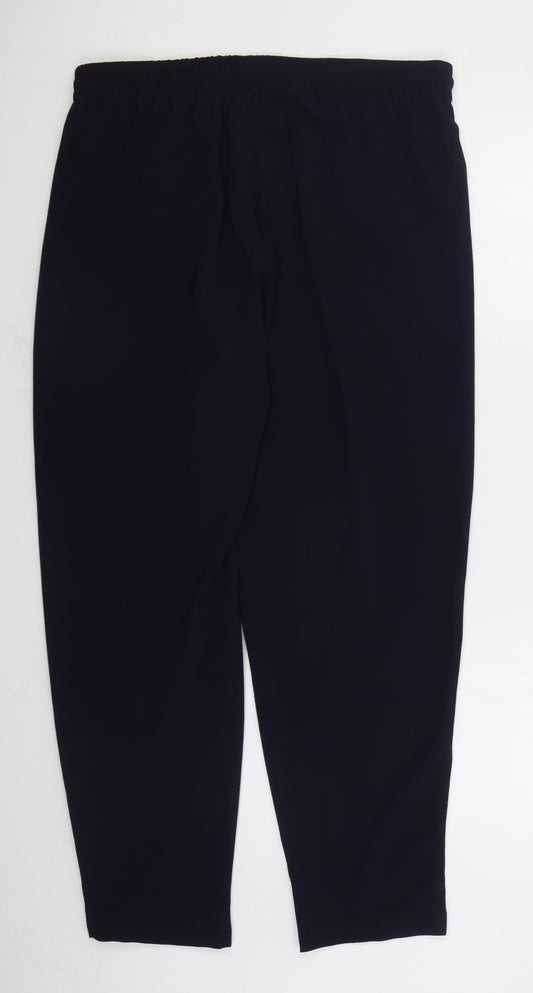 Classic Womens Blue Polyester Trousers Size 16 L27 in Regular Drawstring