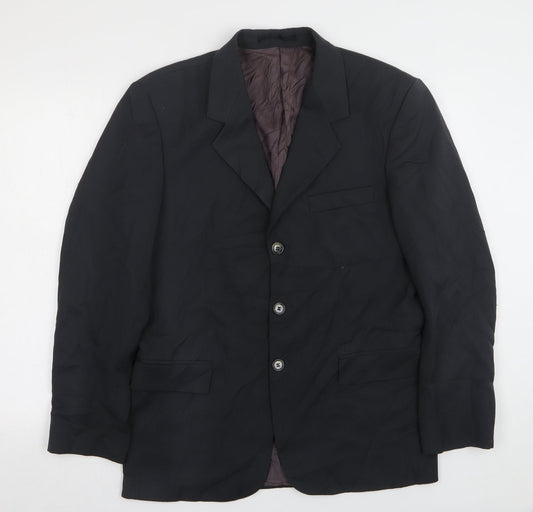 A.W. Trench Mens Black Wool Jacket Suit Jacket Size 36
