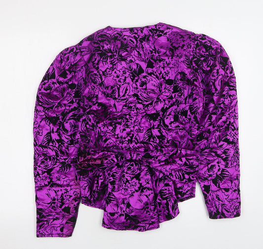 Dorothy Perkins Womens Purple Floral Polyester Jacket Blazer Size 10