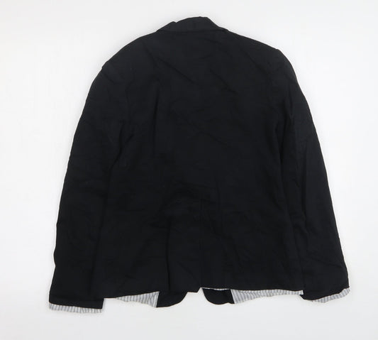 New Look Womens Black Cotton Jacket Blazer Size 10