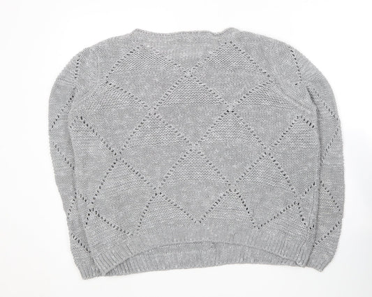 George Womens Grey Round Neck Acrylic Pullover Jumper Size 2