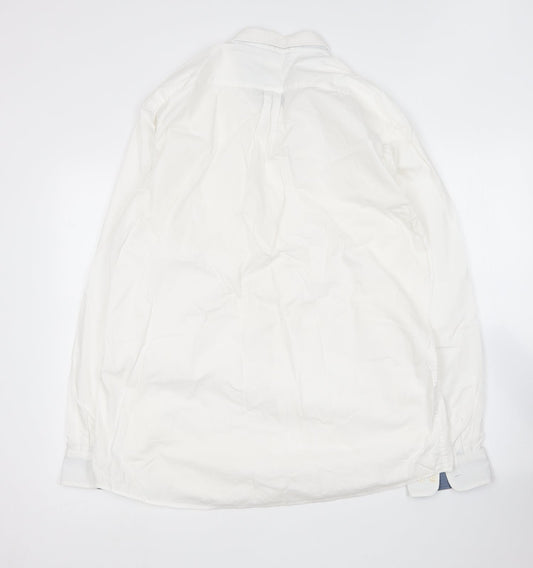 Mens UK Size XL Mo casual White Button-Up Long Sleeve Casual Shirt