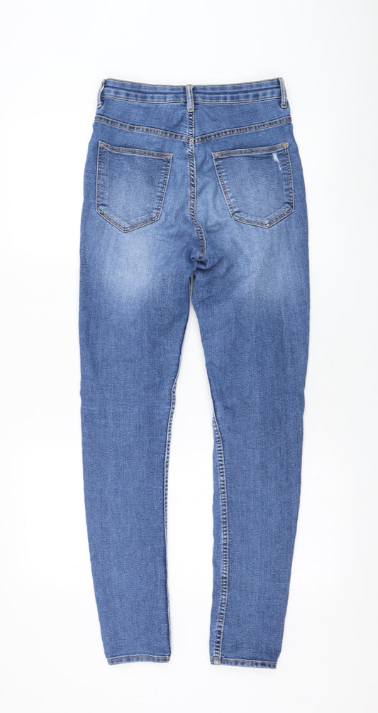 H&M Womens Blue Cotton Skinny Jeans Size 8 L30 in Regular Zip