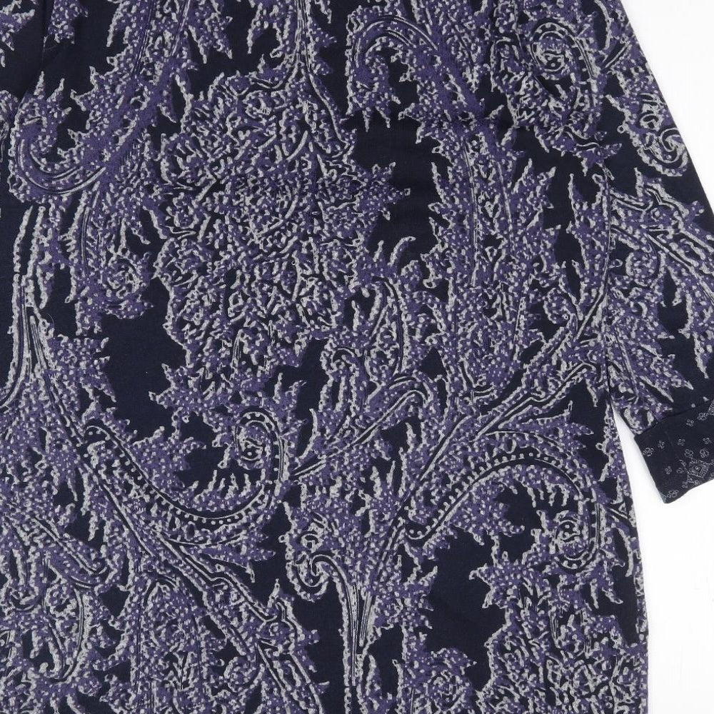 F&F Womens Purple Geometric Polyester Shift Size 14 Round Neck Pullover