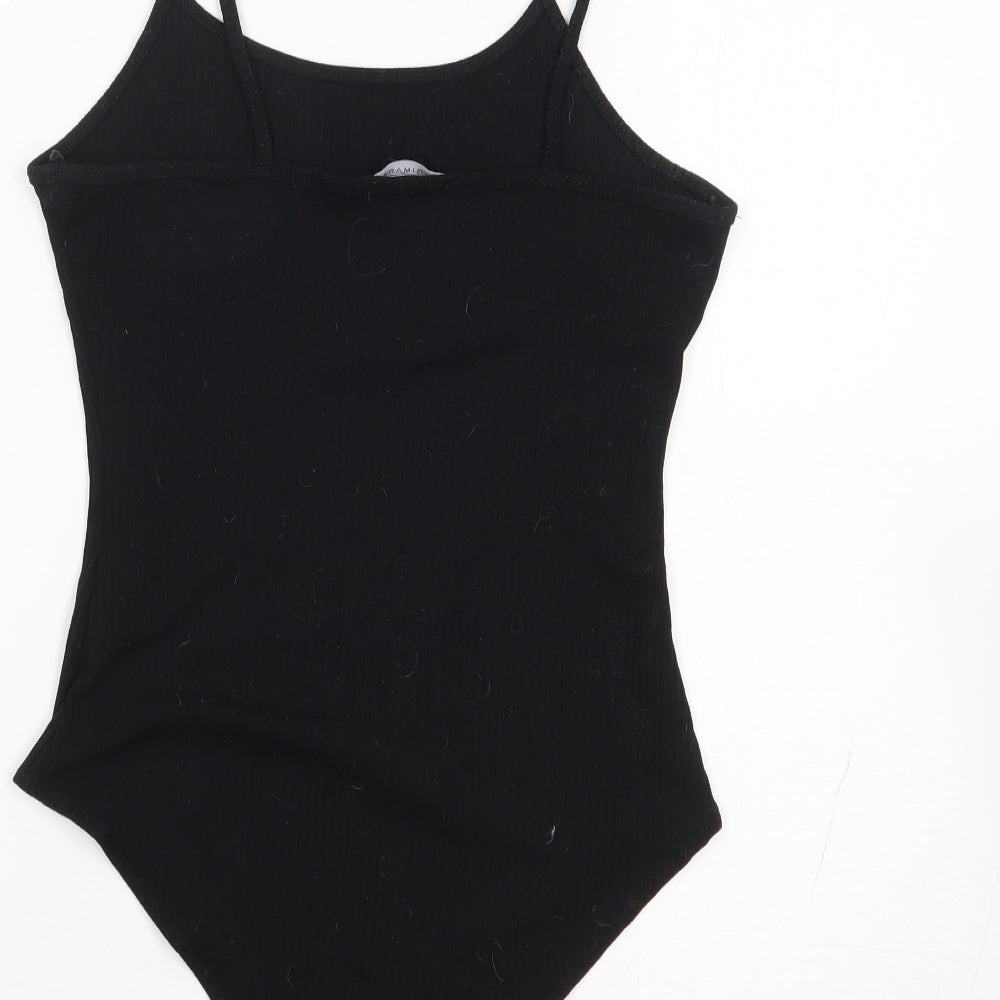 Primark Womens Black Polyester Catsuit One-Piece Size 2XS Snap - Ribbed