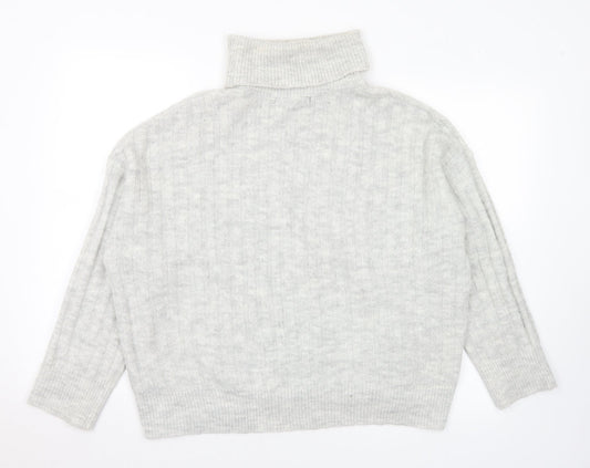 George Womens Grey Roll Neck Acrylic Pullover Jumper Size M