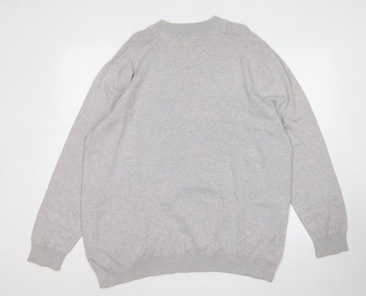 George Mens Grey Round Neck Cotton Pullover Jumper Size 2XL