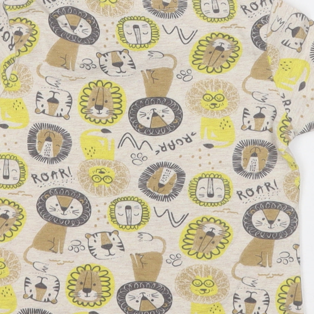Peacocks Boys Multicoloured Geometric Cotton Basic T-Shirt Size 12 Months Round Neck - Zoo Anmials