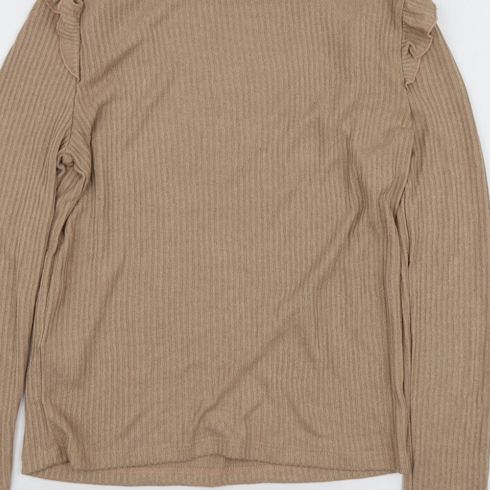 Womens UK Size 8 New Look Beige Basic T-Shirt