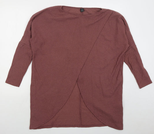Shien Womens Pink Roll Neck Cotton Pullover Jumper Size L
