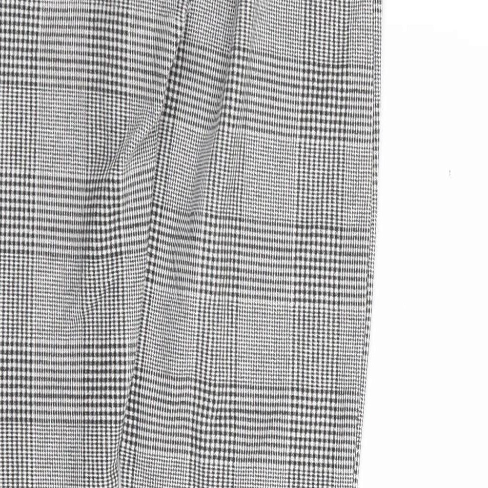 H&M Girls Black Check Cotton Jogger Trousers Size 12 Years L24 in Regular