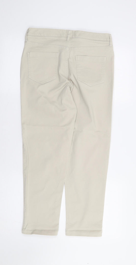 F&F Womens Beige Cotton Straight Jeans Size 10 L25 in Regular Zip