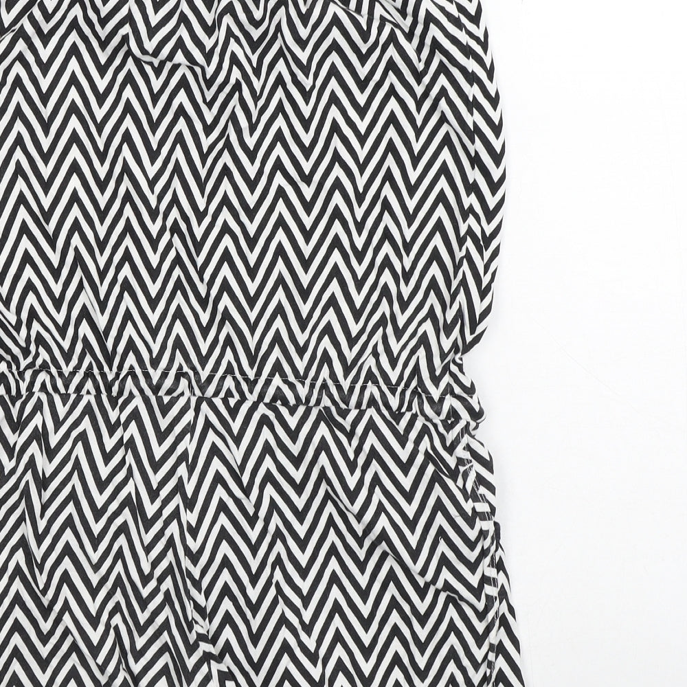 Ocean Club Womens White Striped Polyester Bodysuit One-Piece Size 10 - Zigzag