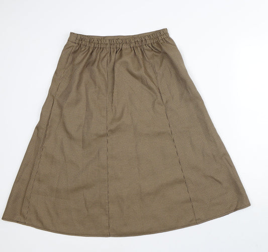 Damart Womens Brown Houndstooth Polyester A-Line Skirt Size 12