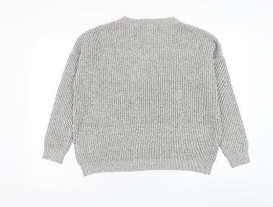 Primark Womens Grey Round Neck Acrylic Pullover Jumper Size 10
