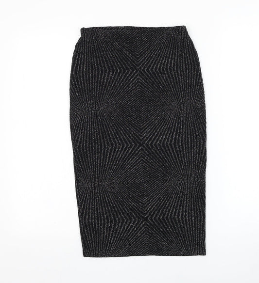 F&F Womens Black Polyamide Straight & Pencil Skirt Size 6